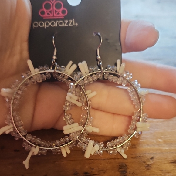 Paparazzi Dazzling Silver and White Earring Duo - Picture 3 of 3